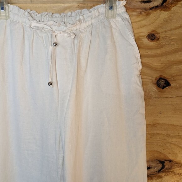 WEEKEND LA Arlo Linen Pants Womens Large Cream White Lounge Pockets Neutral Cozy - Picture 8 of 15